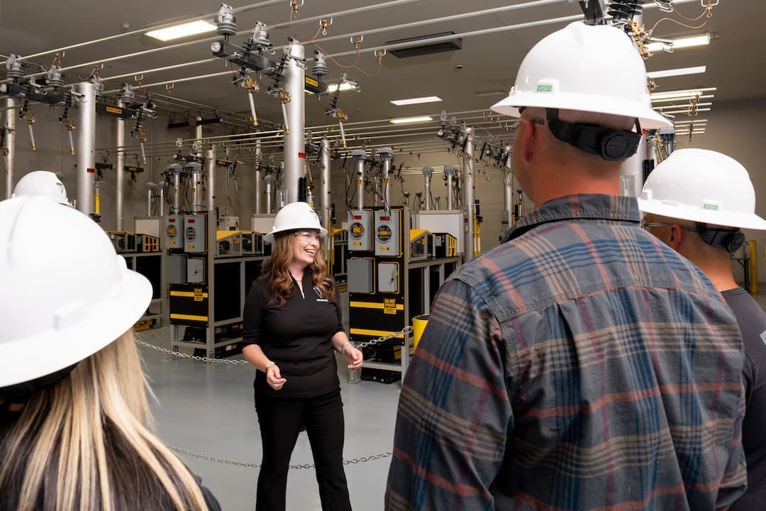 Molly gives tour to prospective students in Idaho transformer lab.