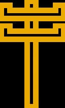 distribution pole icon with two crossarms outlined in yellow