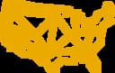 USA map outline in yellow with connect dots inside the shape